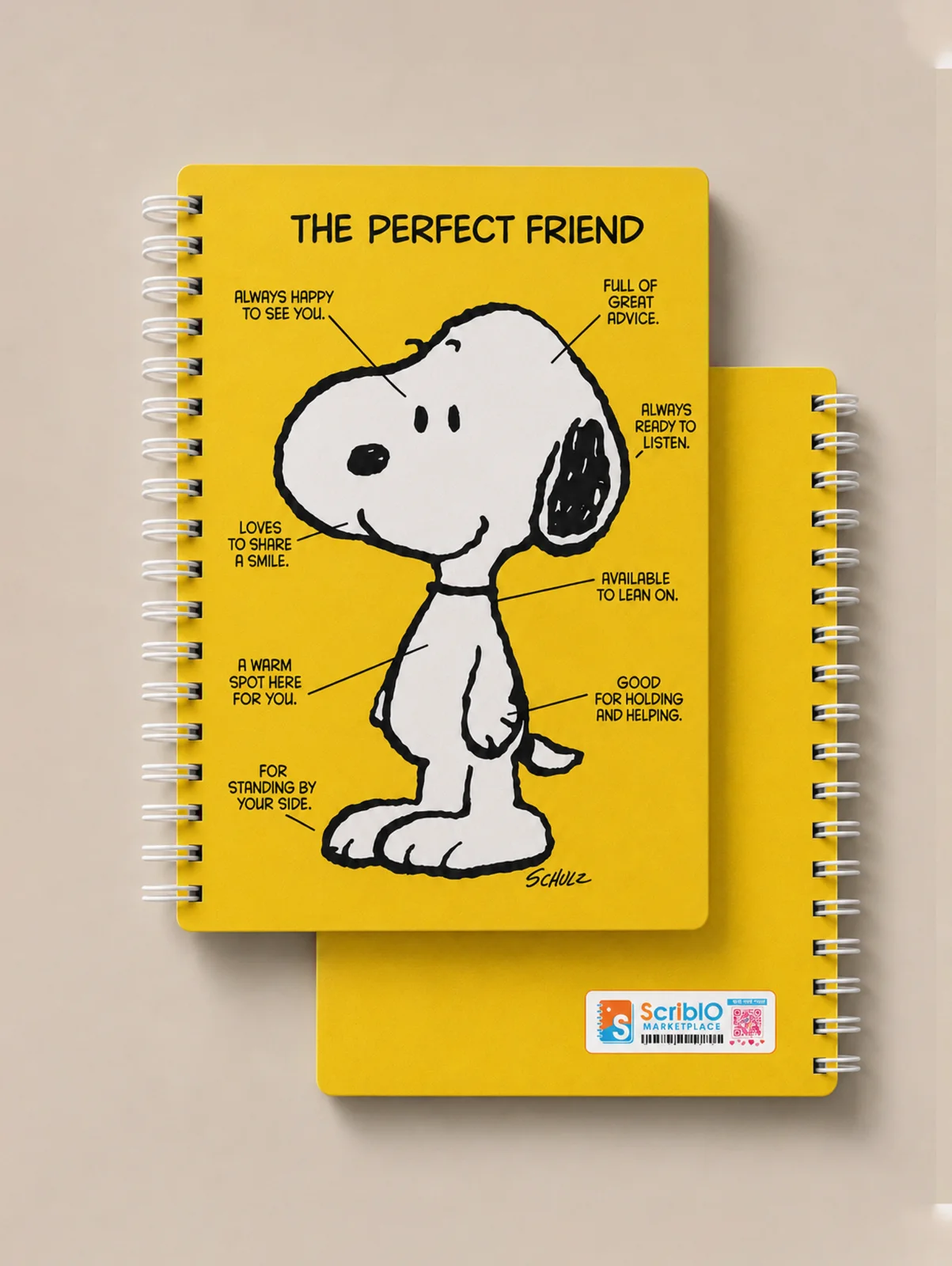 Snoopy "The Perfect Friend" Spiral Notebook – Cute Yellow thumbnail 3